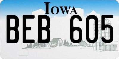 IA license plate BEB605
