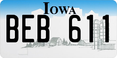 IA license plate BEB611