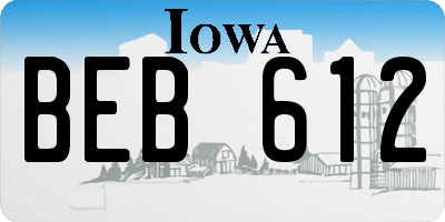 IA license plate BEB612