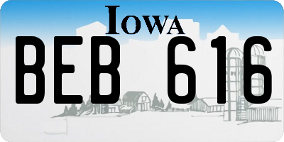 IA license plate BEB616