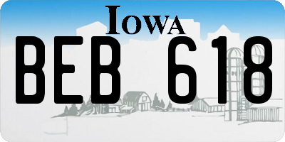 IA license plate BEB618