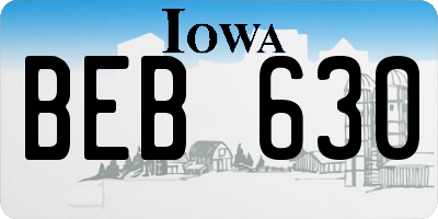 IA license plate BEB630