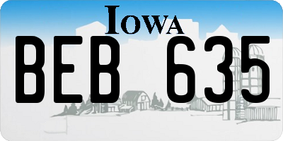IA license plate BEB635