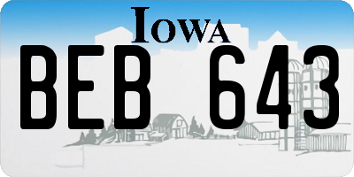 IA license plate BEB643