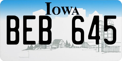 IA license plate BEB645
