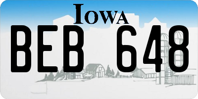 IA license plate BEB648