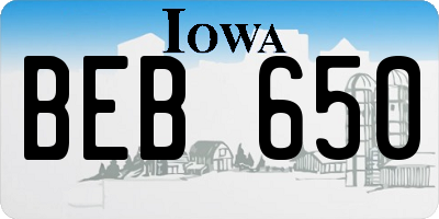 IA license plate BEB650