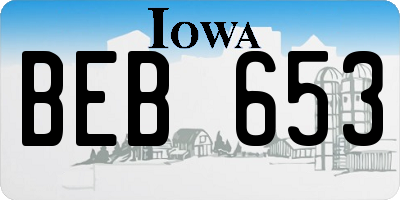 IA license plate BEB653