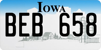 IA license plate BEB658