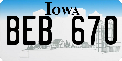 IA license plate BEB670