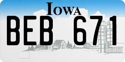IA license plate BEB671