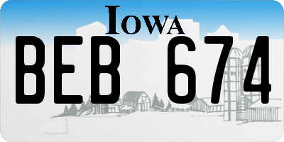 IA license plate BEB674