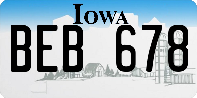 IA license plate BEB678