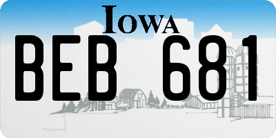 IA license plate BEB681