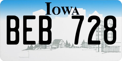 IA license plate BEB728