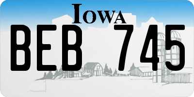 IA license plate BEB745