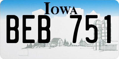 IA license plate BEB751