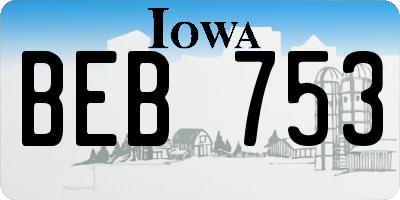 IA license plate BEB753