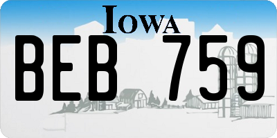 IA license plate BEB759