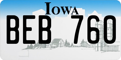 IA license plate BEB760