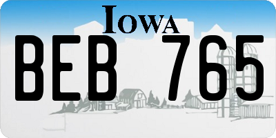 IA license plate BEB765