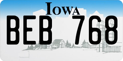IA license plate BEB768
