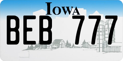 IA license plate BEB777