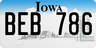 IA license plate BEB786