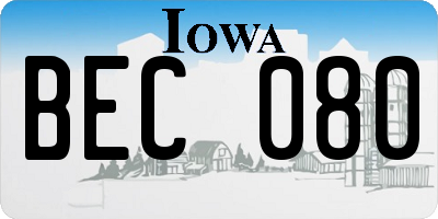IA license plate BEC080