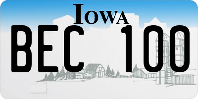 IA license plate BEC100