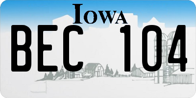 IA license plate BEC104