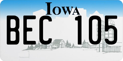 IA license plate BEC105