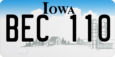 IA license plate BEC110