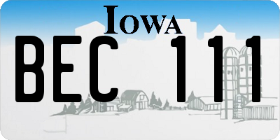 IA license plate BEC111