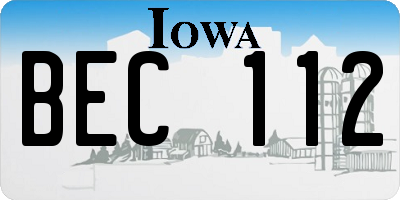 IA license plate BEC112
