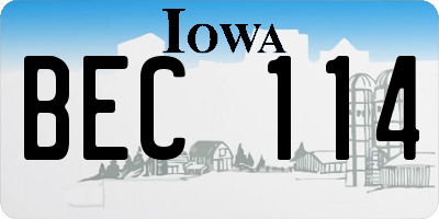 IA license plate BEC114
