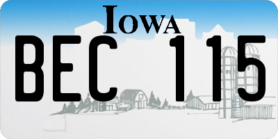 IA license plate BEC115