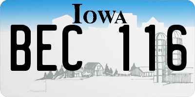 IA license plate BEC116
