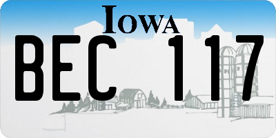 IA license plate BEC117