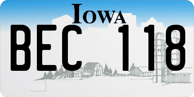 IA license plate BEC118
