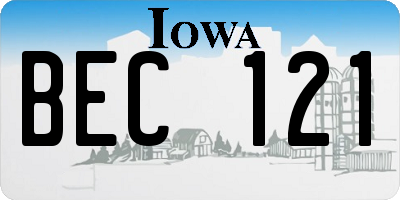 IA license plate BEC121