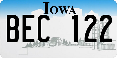 IA license plate BEC122
