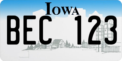 IA license plate BEC123