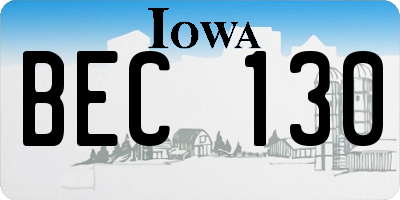 IA license plate BEC130