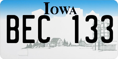 IA license plate BEC133