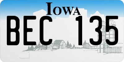 IA license plate BEC135