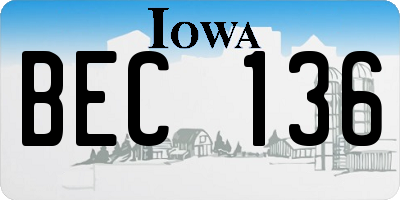 IA license plate BEC136