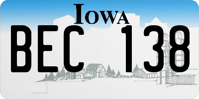 IA license plate BEC138