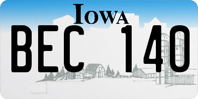 IA license plate BEC140