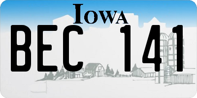 IA license plate BEC141